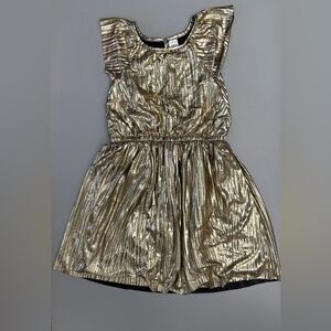 OshKosh B’gosh Girls Gold Metallic Pleated Party Dress Size 8